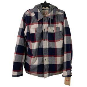 Levis Plaid Shirt Jacket Hooded S Levi Strauss & Co. Cotton & Polyester Unisex
